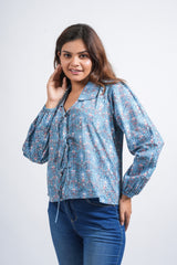 Flora Sky Block Printed Short Top