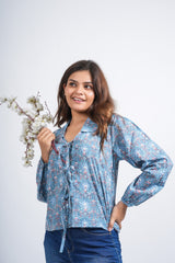 Flora Sky Block Printed Short Top