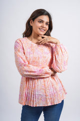 Pink Poppy Block Printed Short Top