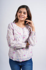 Lavender Dreamscape chanderi Top