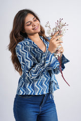 Indigo Wave Block Printed Top