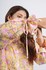 Block Printed Lace Short Top