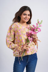 Block Printed Lace Short Top