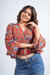 Ruby Flare Printed Short Top