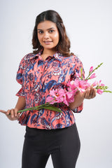 Coral Garden Smocked Peplum Top