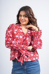 Ruby Leaf Block Printed Short Top