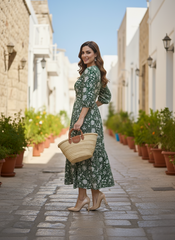 Emerald Vine Cotton Dress
