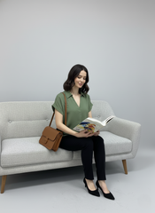 Olive Double Gauze Collared Top