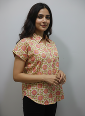 Pink Floral Cotton Top