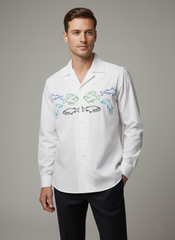 Ocean Catch Embroidered Poplin Shirt