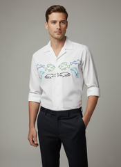 Ocean Catch Embroidered Poplin Shirt