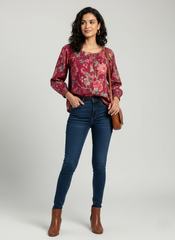 Crimson Printed Short Top