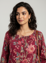 Crimson Printed Short Top