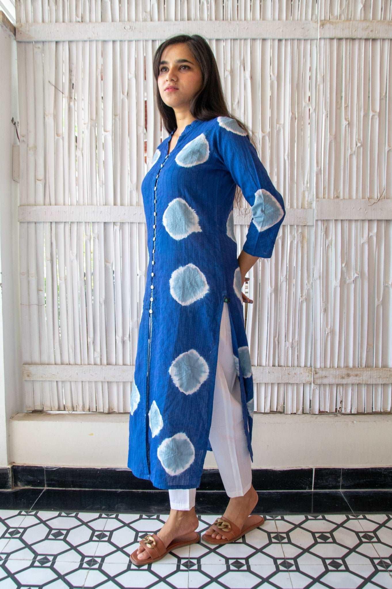'Tie-Dye' Indigo Button Down Kurta