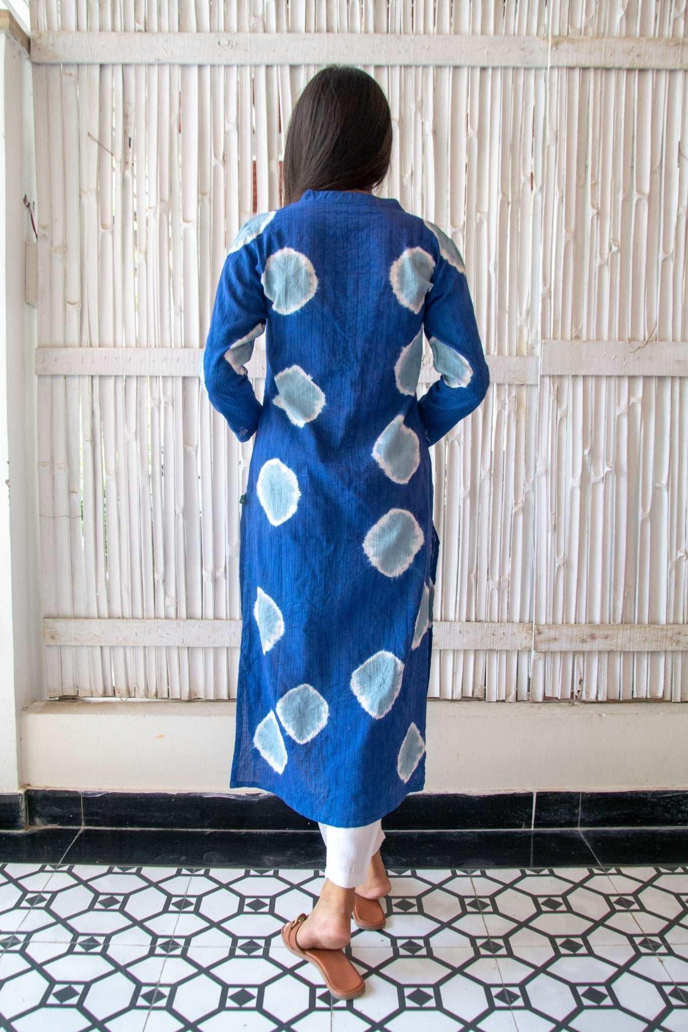 'Tie-Dye' Indigo Button Down Kurta