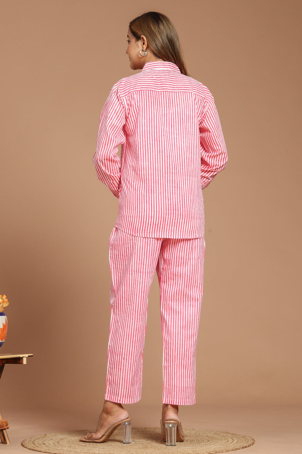 'Most Loved' Pink Stripe Printed Co-Ord Set - Pre Order