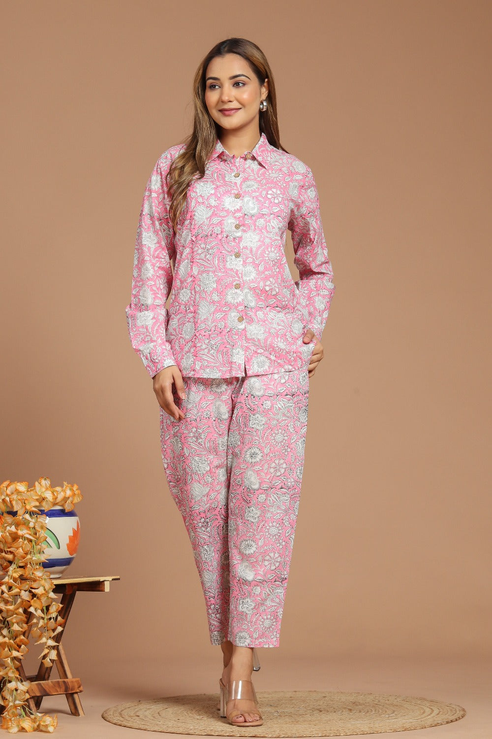 Pink Floral Jaal Printed Co-ord Set