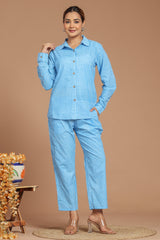 Blue Gingham Printed Co-Ord Set