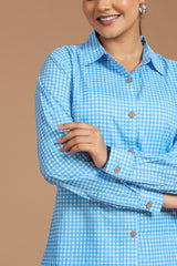 Blue Gingham Printed Co-Ord Set