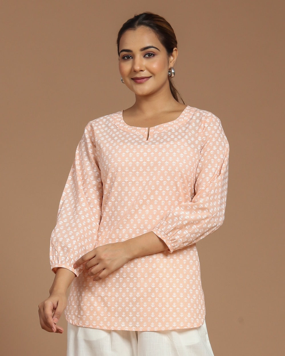 Block Printed Cotton Short Kurti