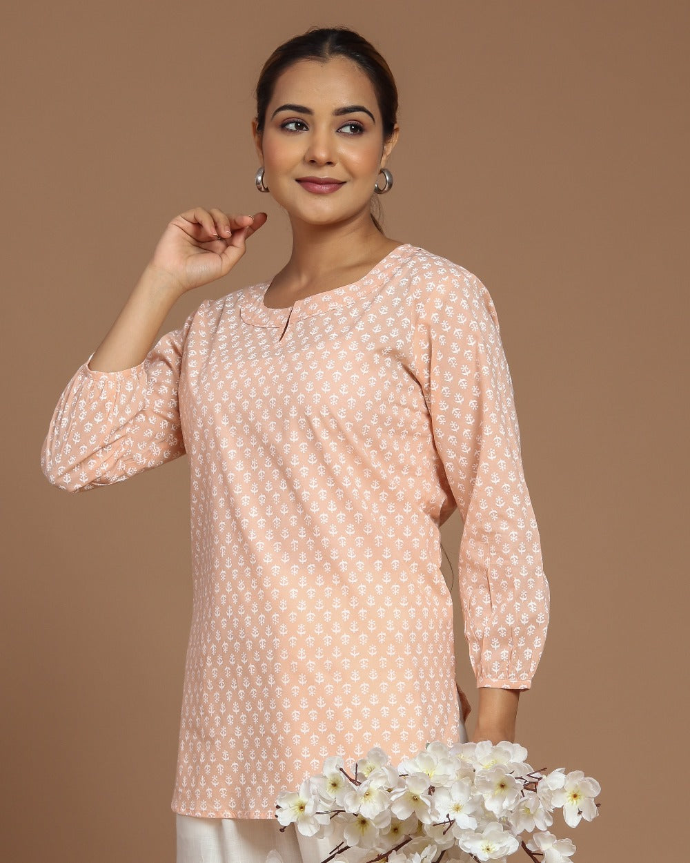 Block Printed Cotton Short Kurti