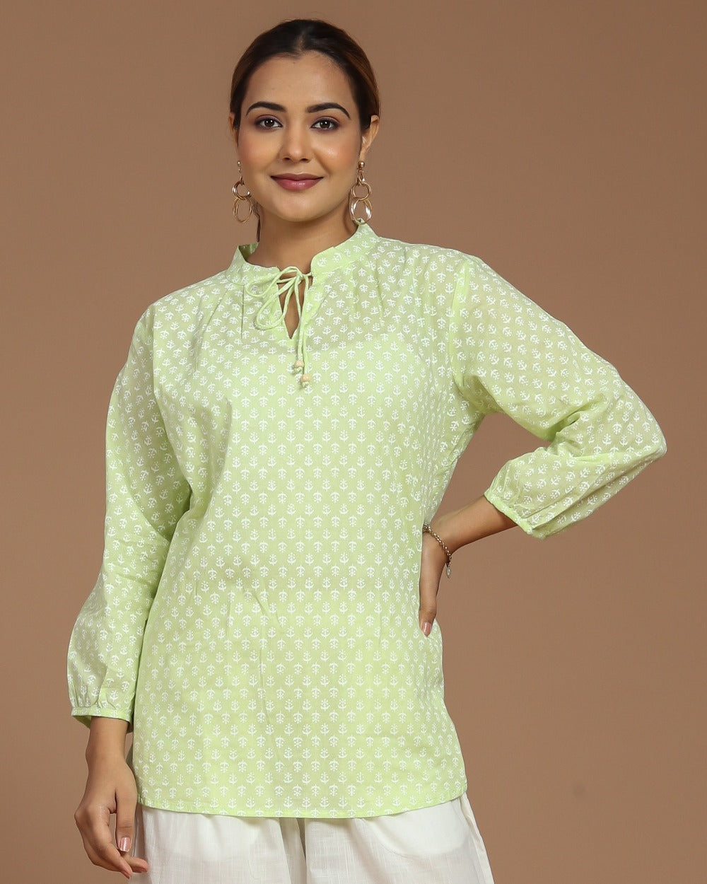 Block Printed Cotton Short Kurti