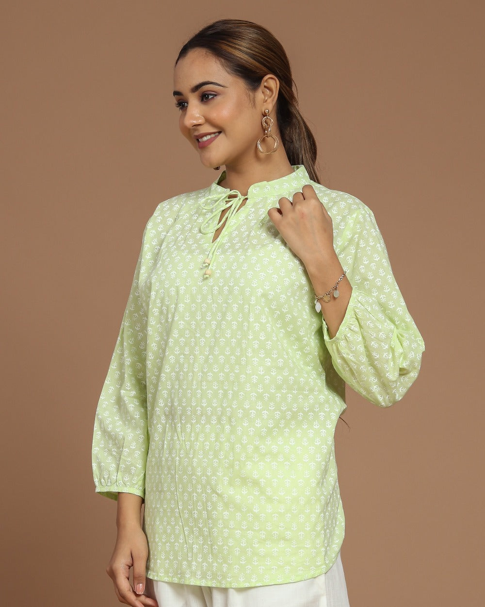 Block Printed Cotton Short Kurti