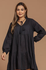 Black Beauty Cotton Dobby Dress