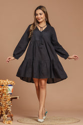 Black Beauty Cotton Dobby Dress