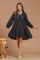Black Beauty Cotton Dobby Dress
