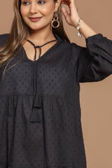 Black Beauty Cotton Dobby Dress