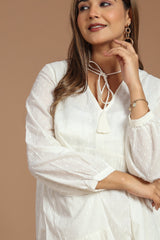 Snow White Cotton Dobby Dress