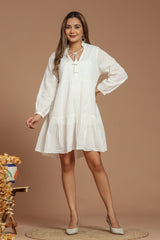 Snow White Cotton Dobby Dress