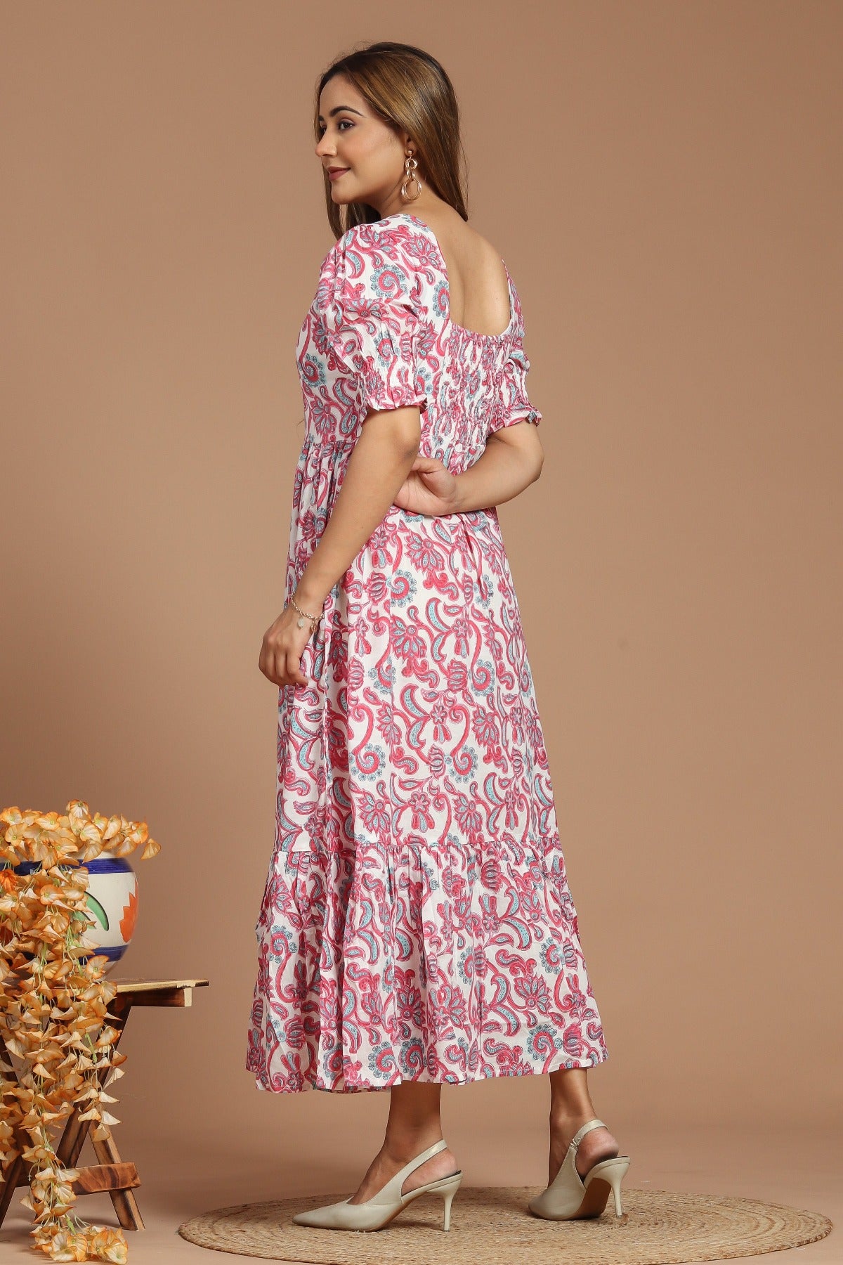 Aqua Petal Block Printed Dress