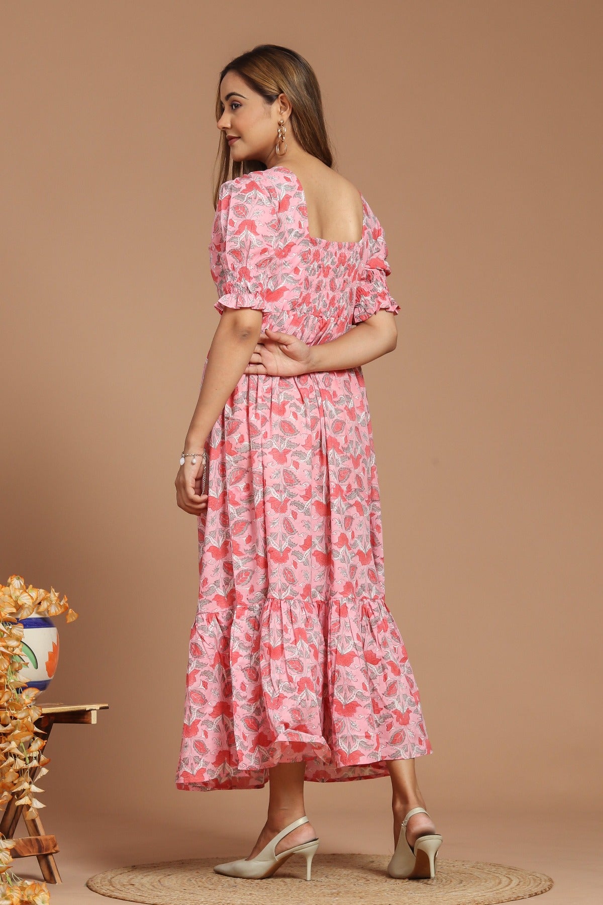 Pink Bloom Block Printed Dress
