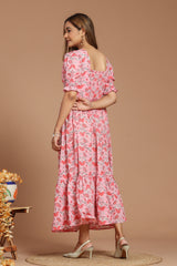 Pink Bloom Block Printed Dress