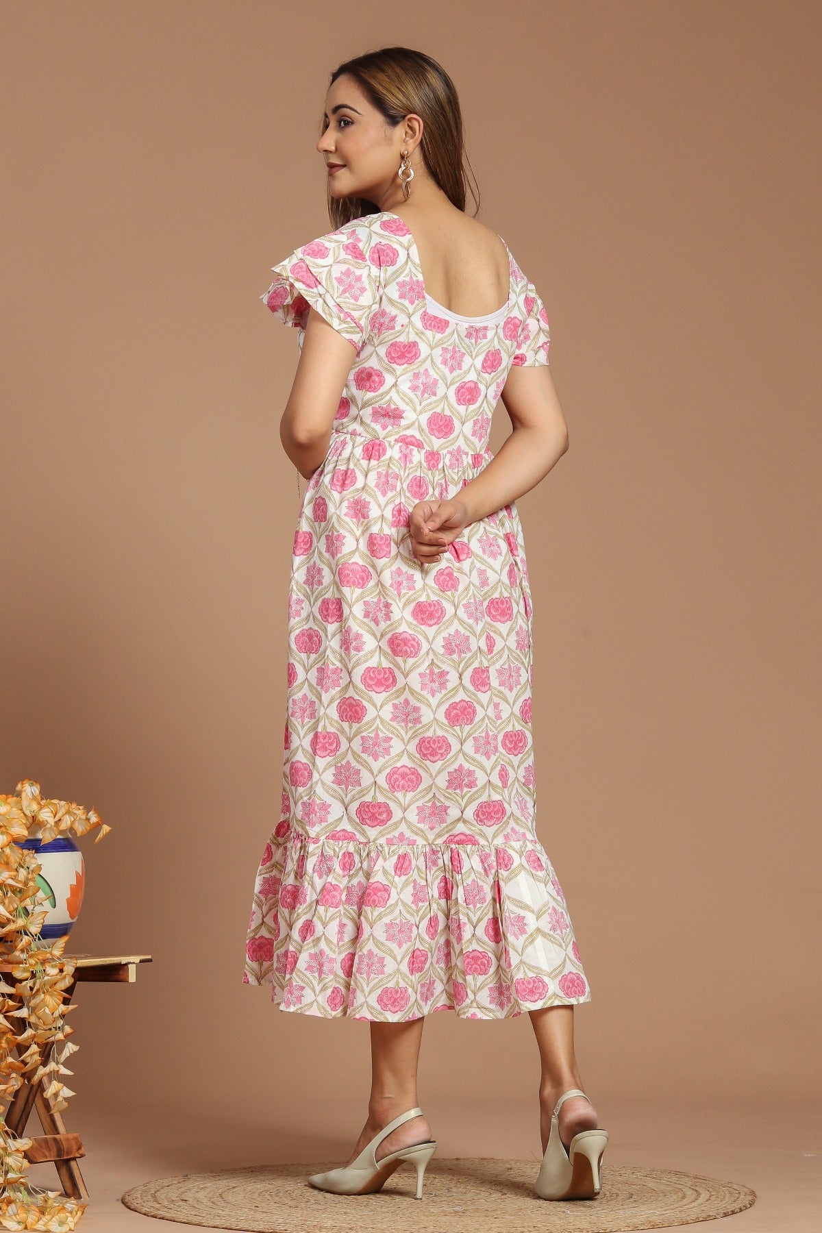 Blushing Blossom Block Printed Dress