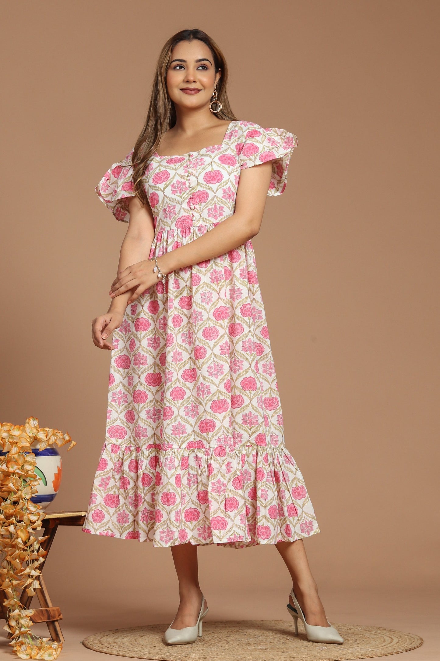 Blushing Blossom Block Printed Dress