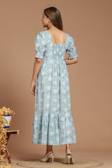 Frosty Bloom Block Printed Dress