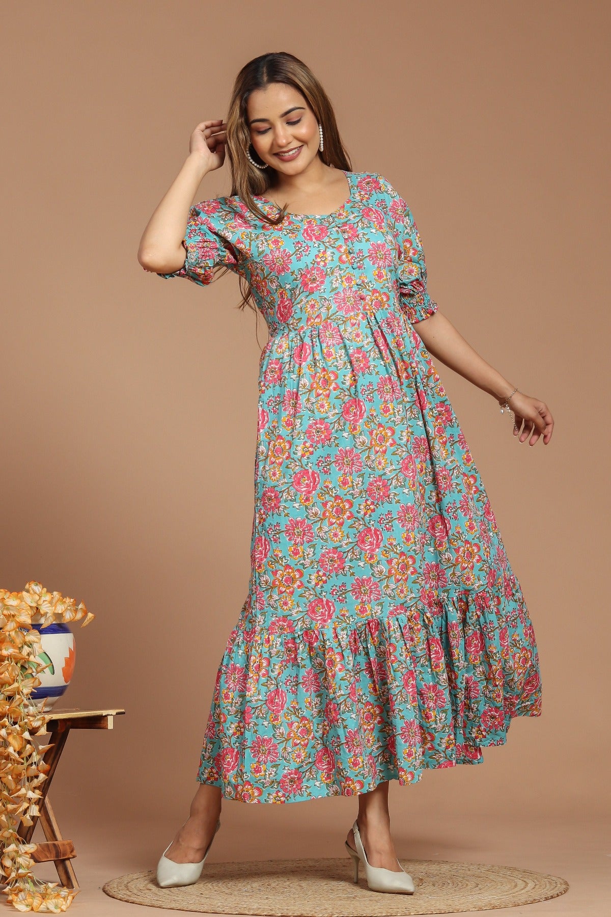 Radiant Garden Block Printed Dress