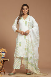 Serene White Kurta Pant Set with Dupatta