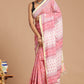 Pink Floral Print Handwoven Cotton Saree