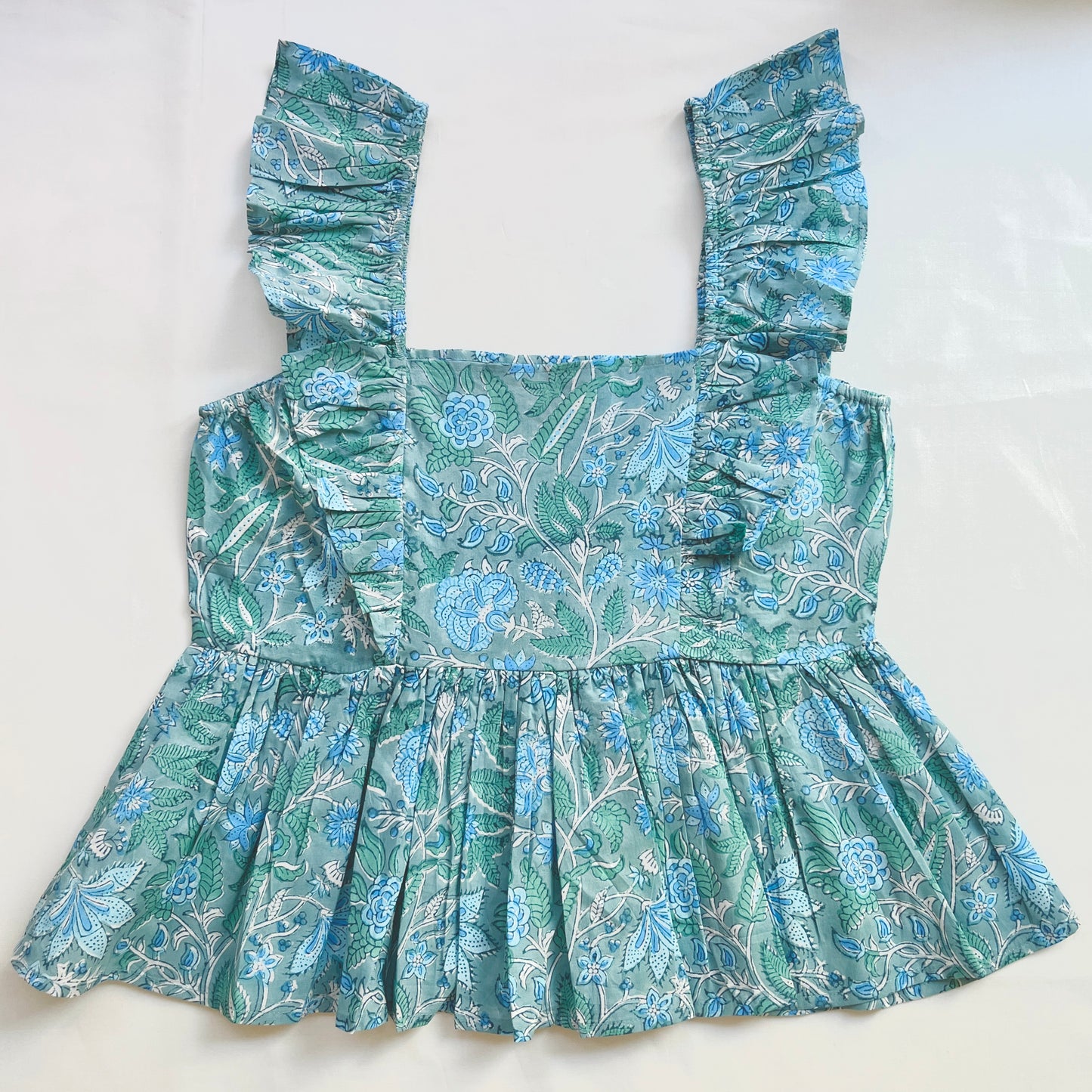 Aqua Block Printed Short Top