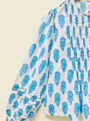 Icey Blue Block Printed Short Top