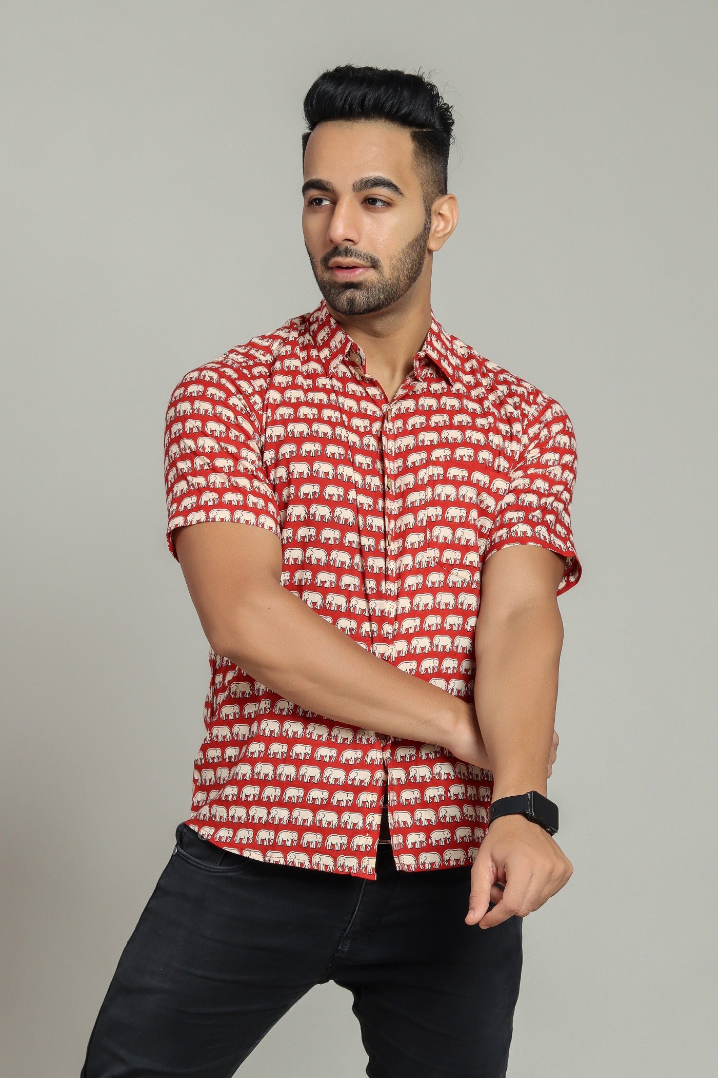 COTTON PRINTED HALF SLEEVE SHIRT
