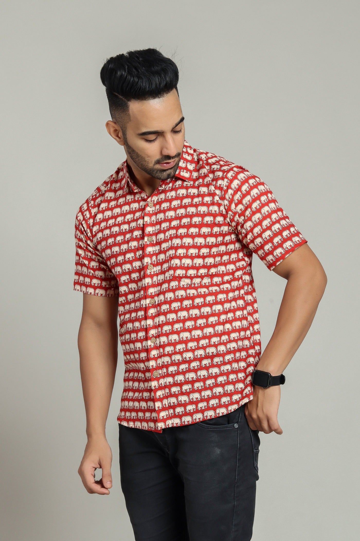 COTTON PRINTED HALF SLEEVE SHIRT