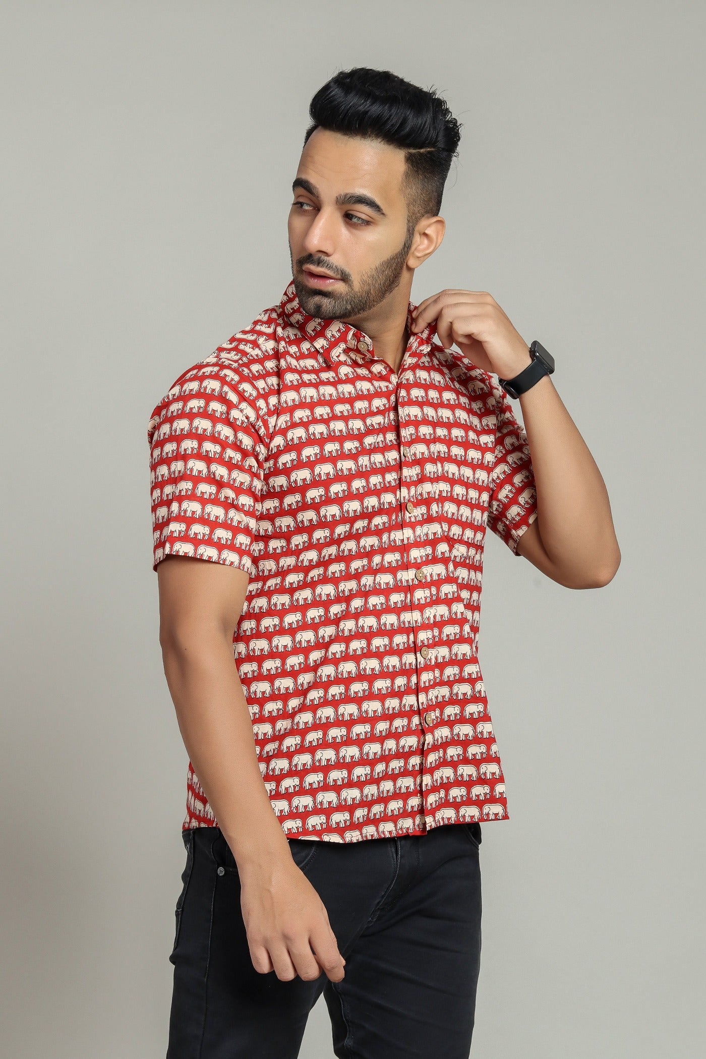 COTTON PRINTED HALF SLEEVE SHIRT