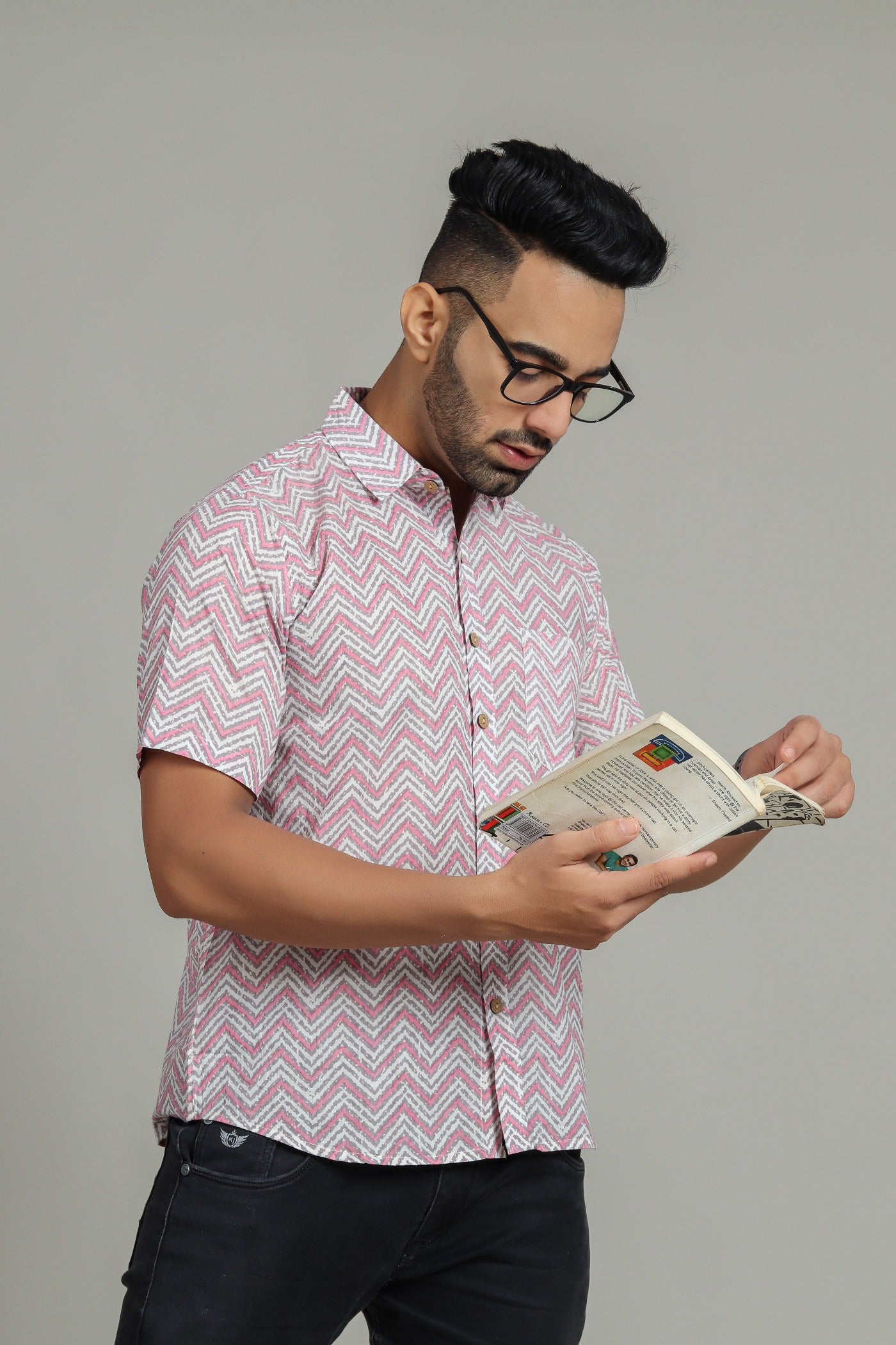COTTON BLOCK PRINTED HALF SLEEVE SHIRT