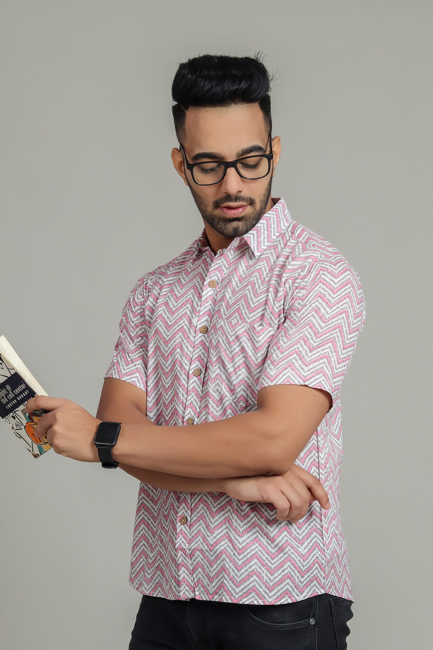 COTTON BLOCK PRINTED HALF SLEEVE SHIRT