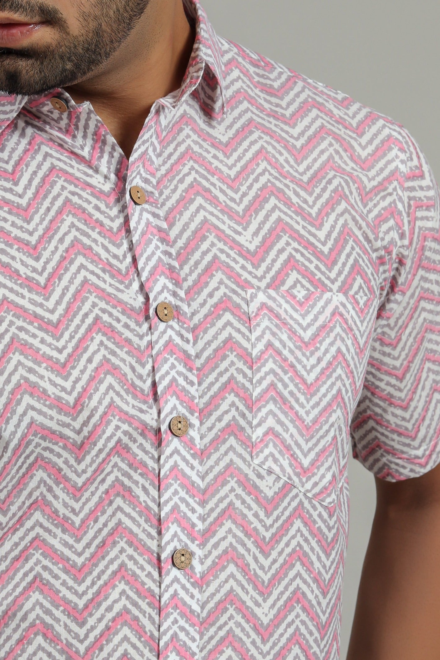 COTTON BLOCK PRINTED HALF SLEEVE SHIRT